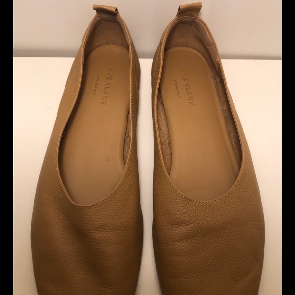 Everlane Italian Leather Tan Day Glove Ballet Flat Womens 9.5 Slip On Shoes